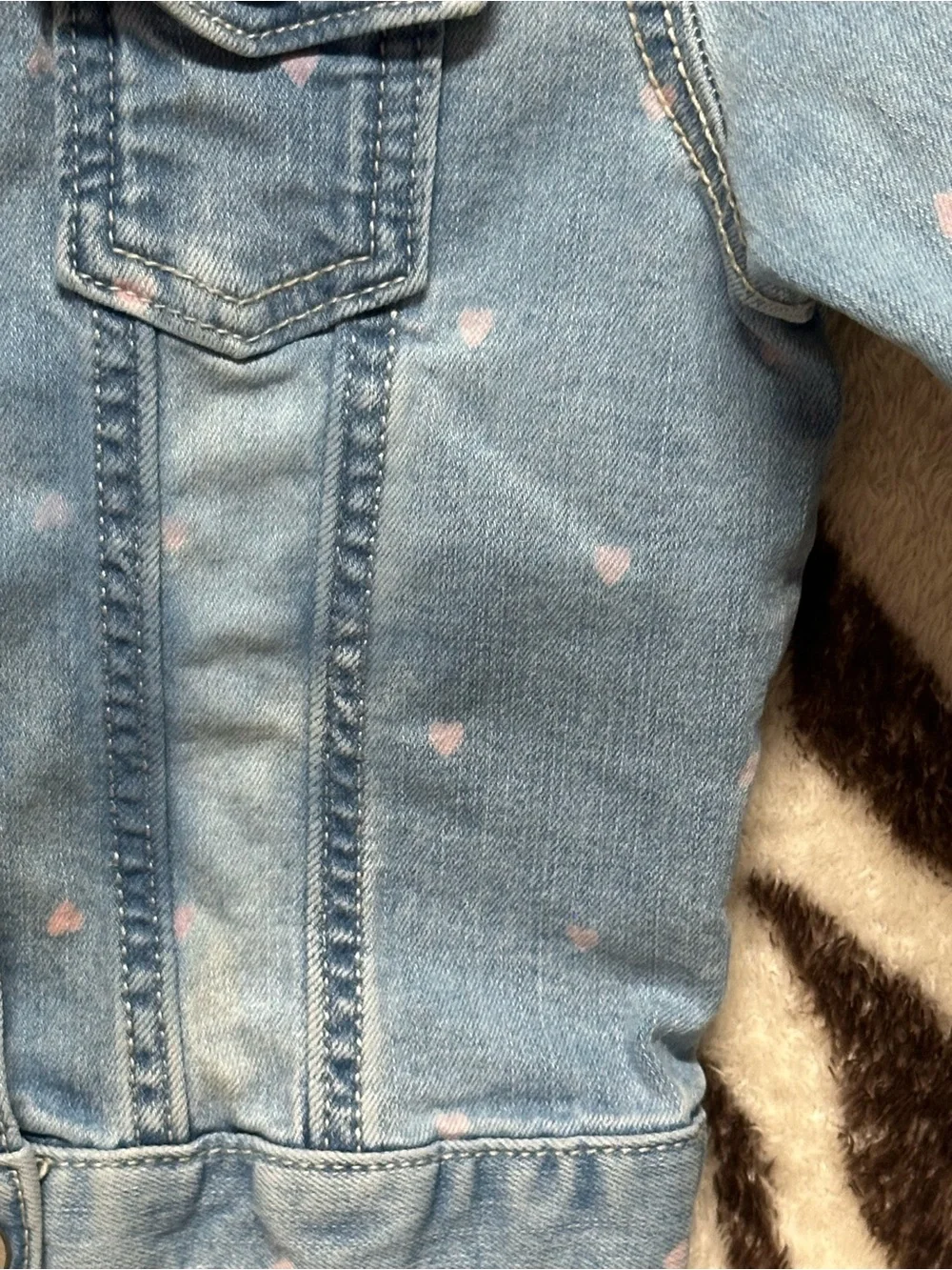 Girls OshKosh B'gosh Light Blue Denim Jacket with Pink Heart Print